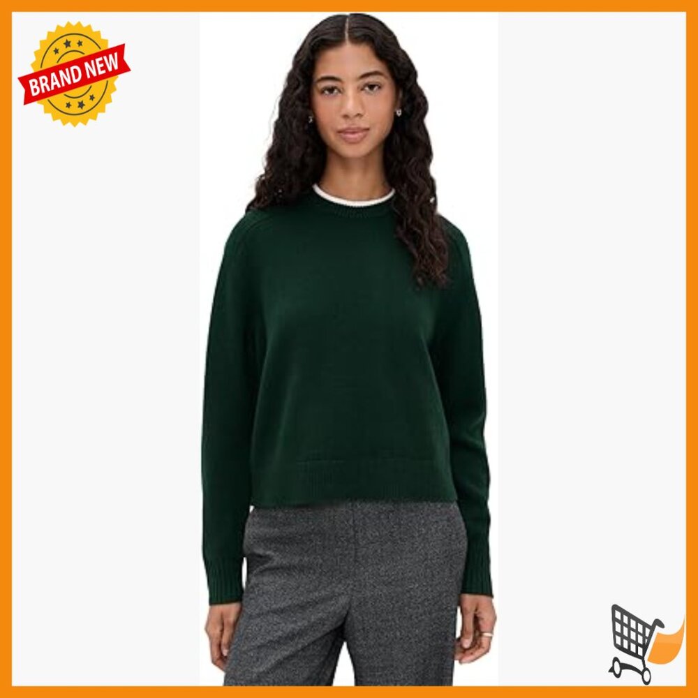 Cropped Cashmere Pullover Sweater Long Sleeve Crew Neck Fall